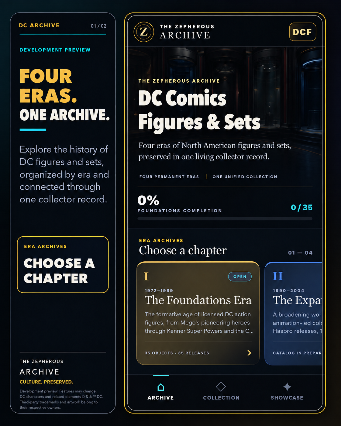 Development preview of four DC Archive collecting eras